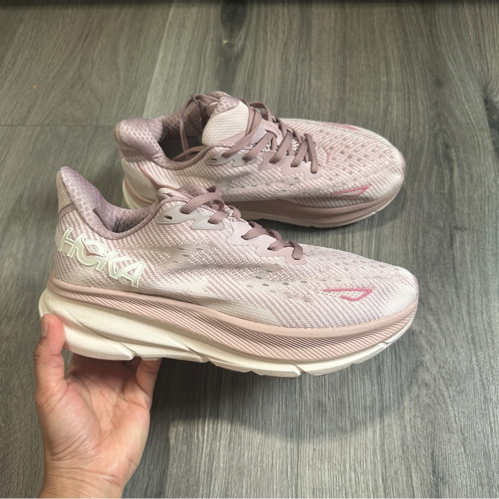 Hoka Pink Athletic Shoes with Chunky Sole Design
